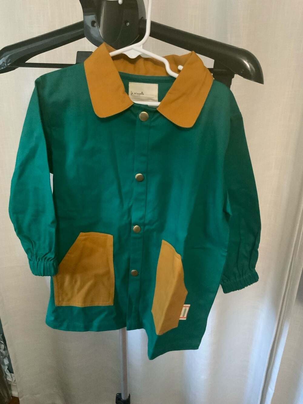 Je M'appelle School Smock Unisex Size 3 Ans Green Yellow Jacket